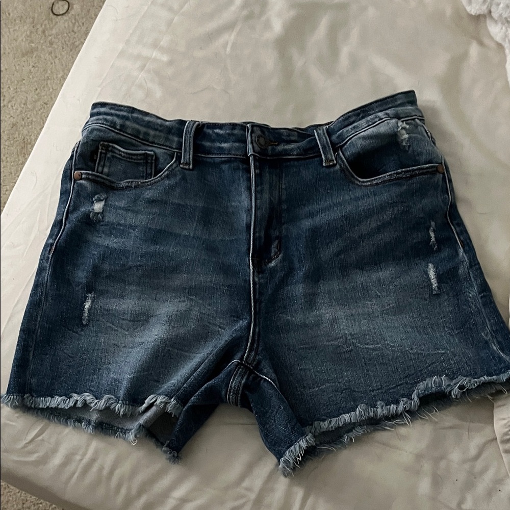 Judy Blue Distressed Blue Jean Shorts